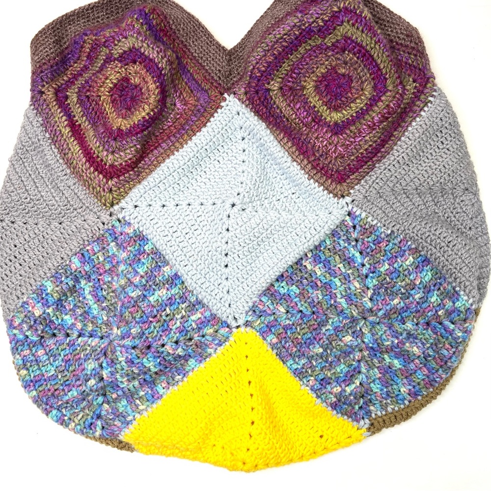 Unique Handmade Crochet Granny Square Large Tote Bag - Picture 5 of 13